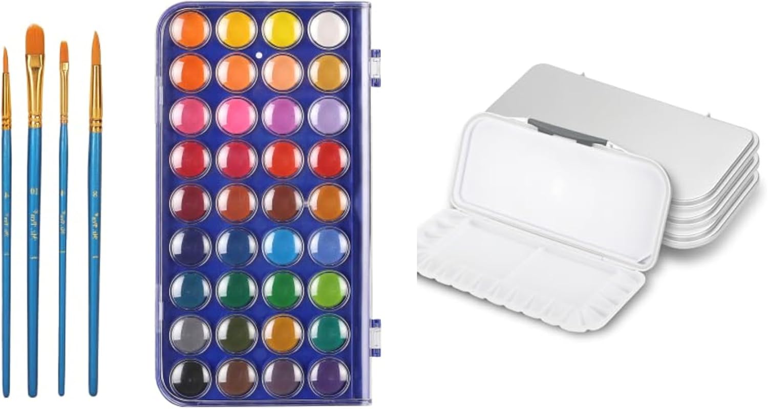 Mr. Pen- Airtight Watercolor Palette with Lid and Watercolor Paint Set