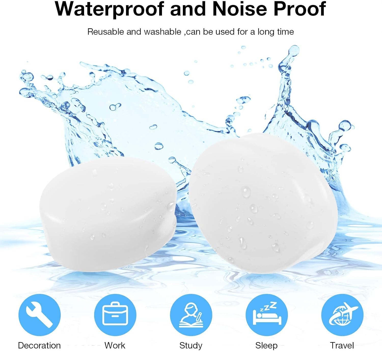 21 Pairs Ear Plugs for Sleeping Soft Reusable Moldable Silicone Earplugs Noise Cancelling Earplugs Sound Blocking Ear Plugs with Case for Swimming, Concert Airplane 32dB NRR (White, Blue, Rose Red)