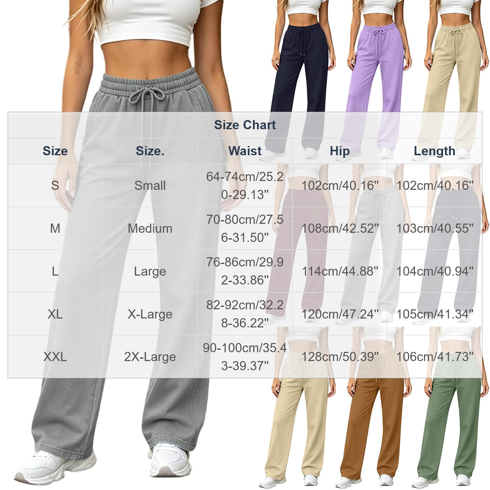 Pantaloni da Jogging Donna Pantaloni Tuta a Vita Alta Comodi Pantalone a Gamba Larga Larghi e Leggeri Pantalone Sportivi con Tasche Dritti Pant Lunghi Tinta Unita Pants Baggy per Allenamento e Fitness