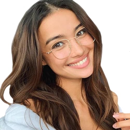 Gafas de luz azul con marco de metal para mujer, gafas redondas antirreflejos para computadora para mujer