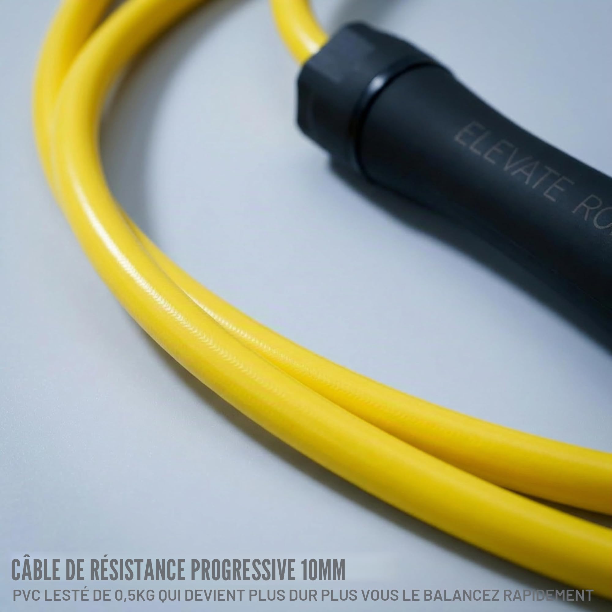 Elevate Rope Corde Lourde Réglable 3 m avec App Gratuite Incluse – Câble PVC 10 mm pour Force et Cardio