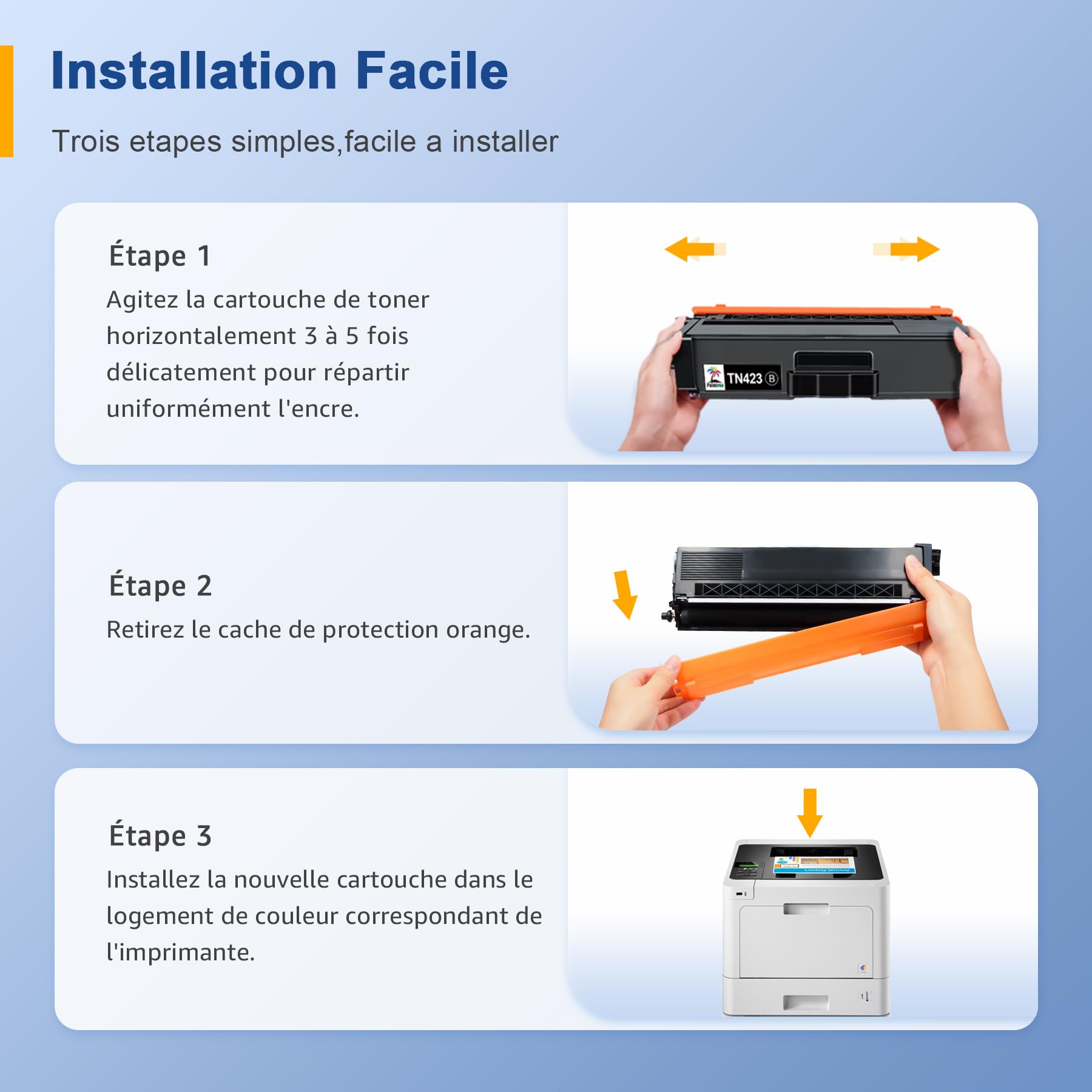 Palmtree TN423 Lot de 4 Cartouches de Toner Compatible pour Brother TN-423 TN-423BK TN421 pour Brother MFC-L8690CDW Toner MFC-L8900CDW HL-L8260CDW HL-L8360CDW DCP-L8410CDW DCP-L8410CDN