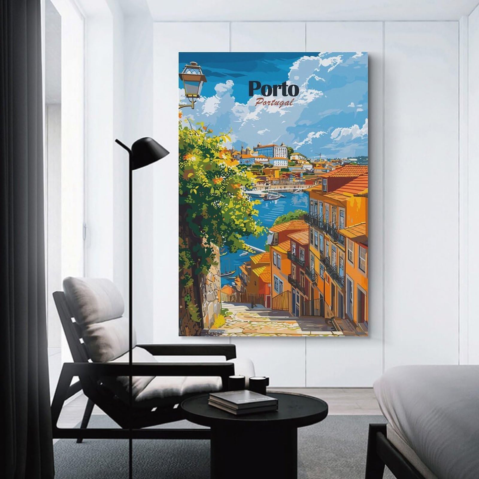 Junmoney Hanging Wall Art Porto, Portugal Travel, 24x36inch(60x90cm), for Wall Displays, Bedrooms Or Room Updates, Wall Decor Suited to Curated Displays
