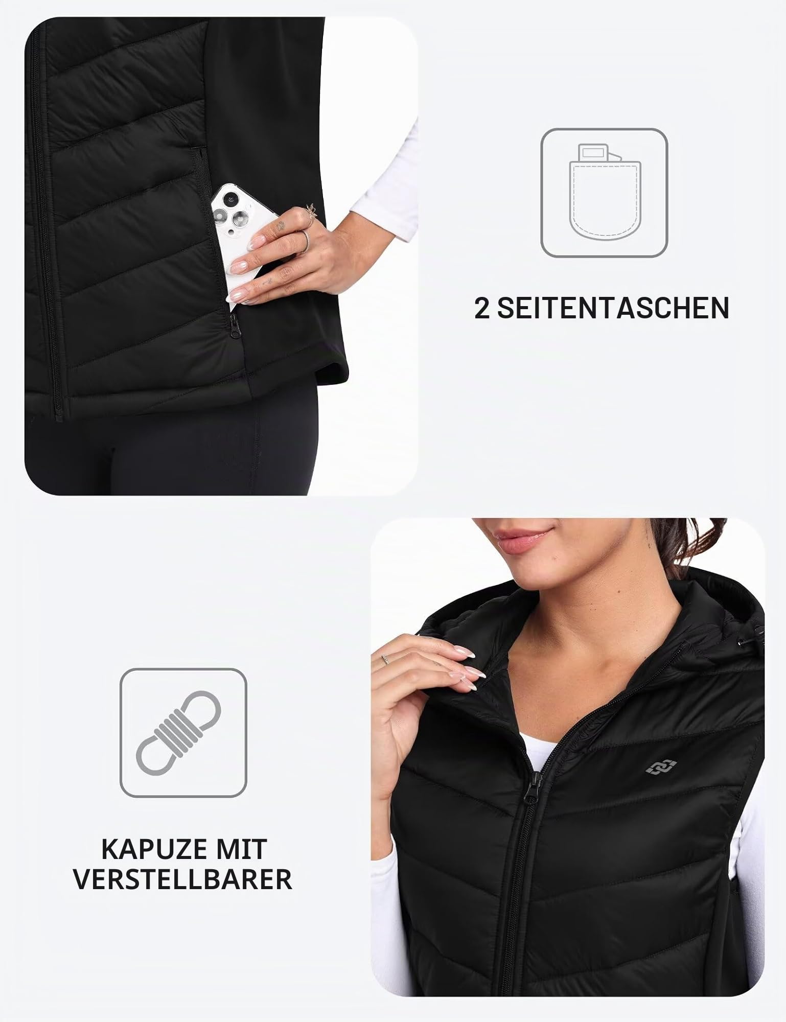 MoFiz Steppweste Damen Daunenweste Ärmellos Übergangsjacke für Outdoor