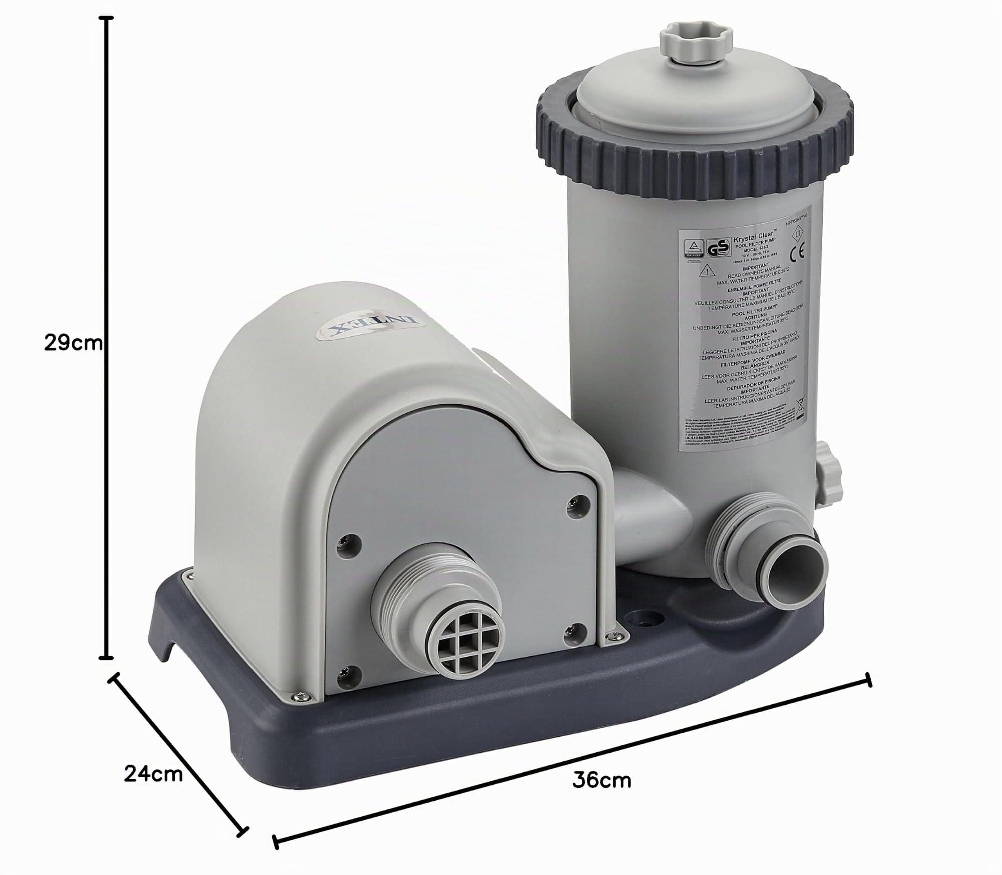 INTEX C1500 "Crystal Clear" Poolpumpe für Filterkartuschen Typ A Kartuschenfilterpumpe 12V Poolfilterpumpe (28636GS)