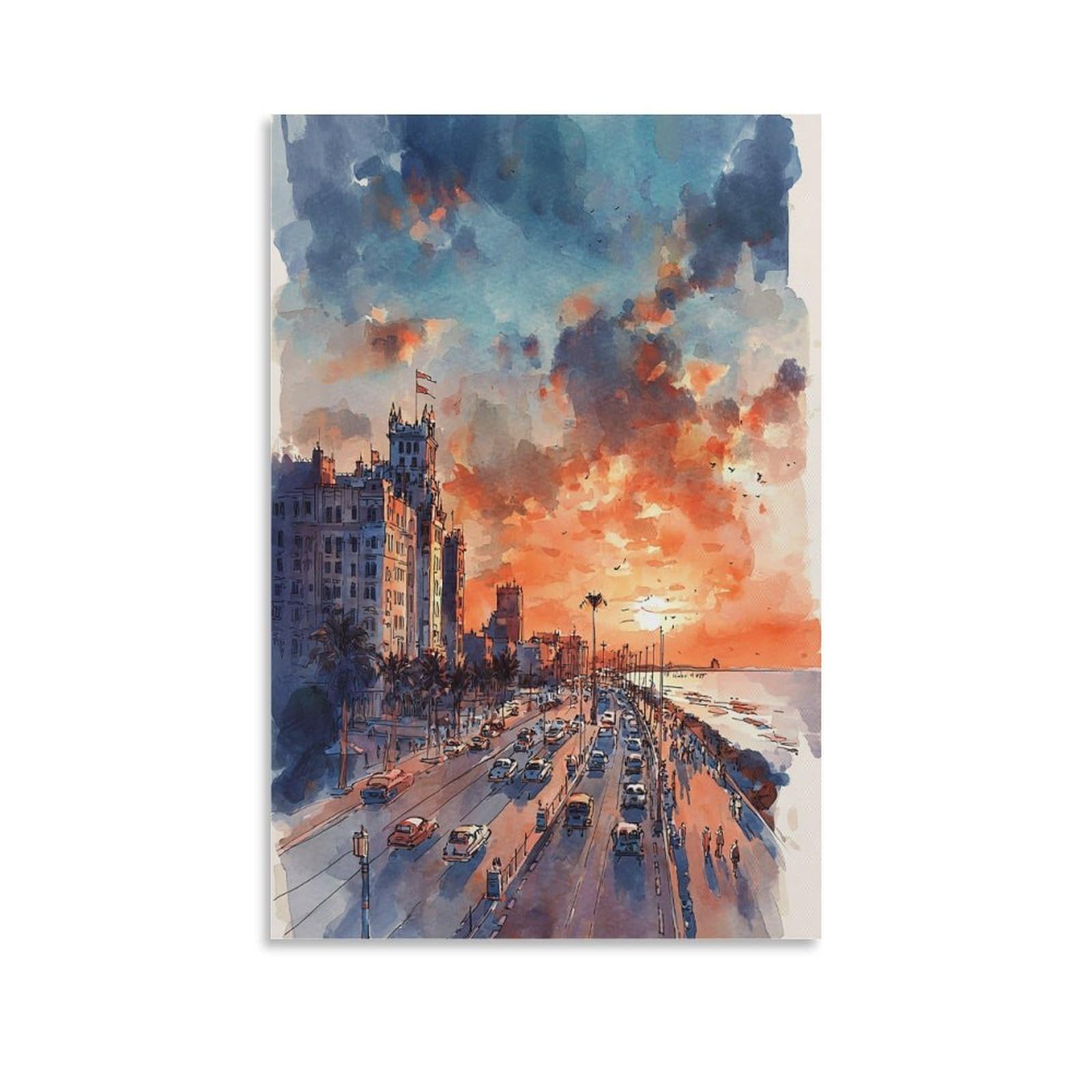 LCYNNH San Diego Surf 20x30inch(50x75cm) Vintage Travel Poster Watercolor Canvas Art