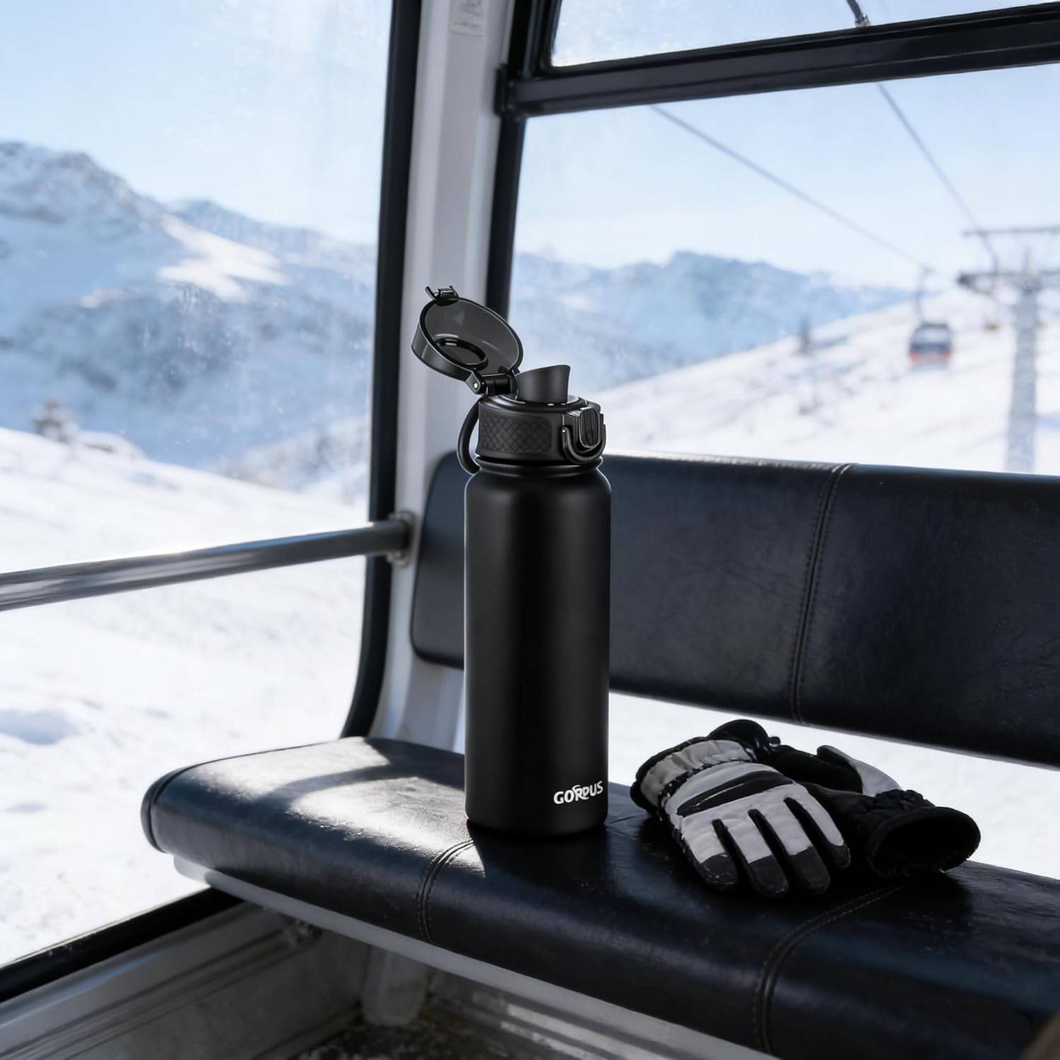 GOPPUS Insulated Water Bottle 20oz Stainless Steel BPA-Free Sports Bottle Ideal for School and Travel Silicone Spout Lid Prevents Leaks, Sweat, and Dust (Black) - Image 8