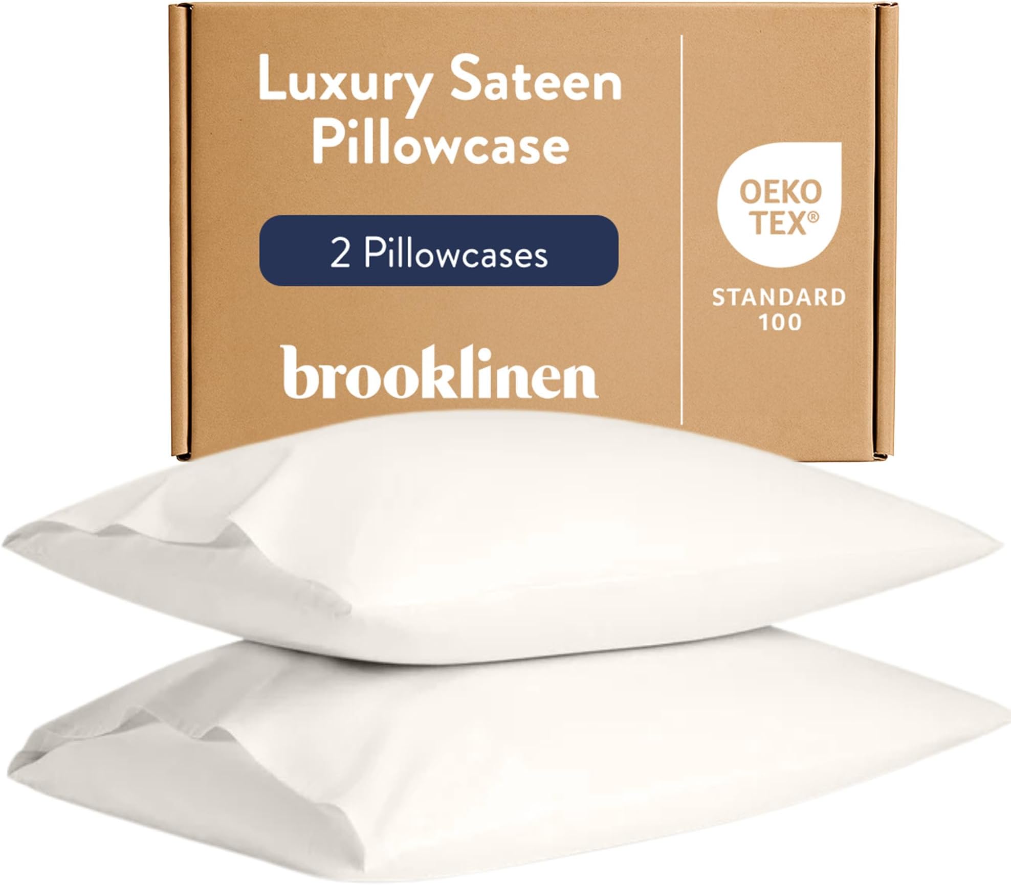 Luxe Pillowcases – Includes 2 Pillowcases with Envelope Closures – 480 Thread Count Cotton Sateen – 100 Percent Long Staple Cotton Pillow Covers – Oeko-TEX Certified – Cream – King