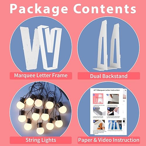 Vista 201 de Marco de números iluminados de 4 pies precortado, números de marquesina gigante, números 7, números de mosaico para globos, decoraciones de Número