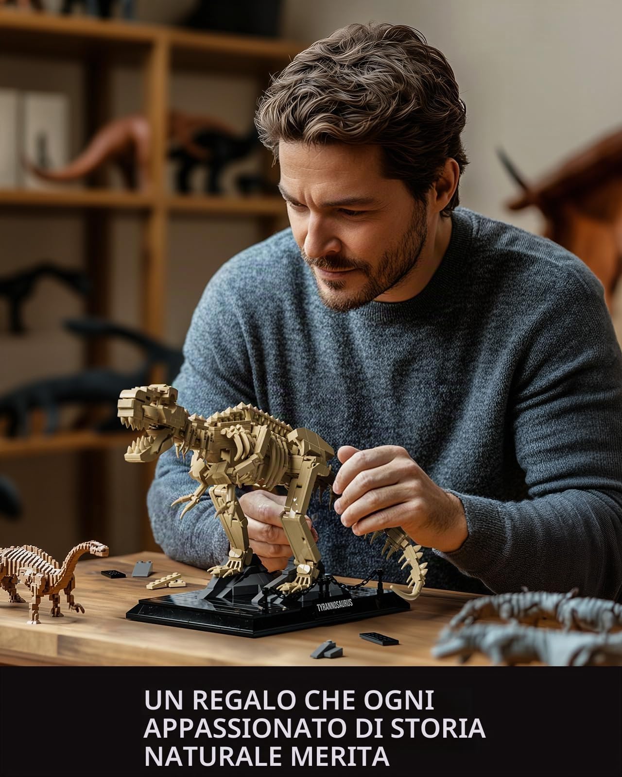 Nifeliz Tyrannosaurus T.Rex Dinosauri fossili a morsetto, scheletro dinosauro decorazione animale, kit di articoli e decorazioni per casa e ufficio (826 pezzi, NF10343)