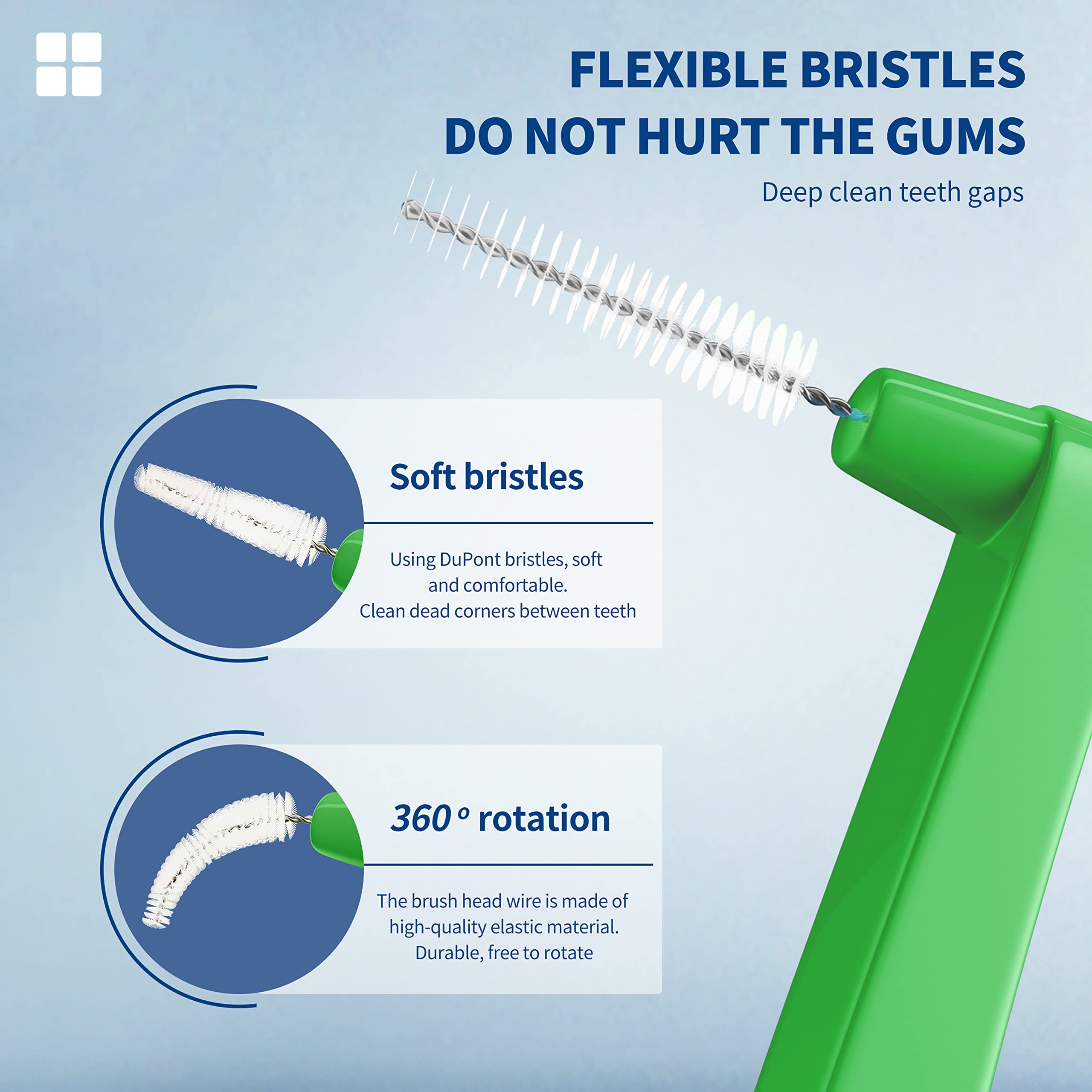80 cepillos interdentales limpiadores dentales, palillo de dientes, cabeza de hilo dental, cepillo de higiene dental, cepillos angulares interdentales con funda portátil, fácil de usar para limpieza