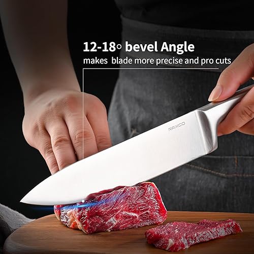 Miniatura 5 de RAXCO Cuchillo de cocina en caja de regalo,Cuchillo de acero inoxidable de una pieza para cocineros,cuchillos para cocina