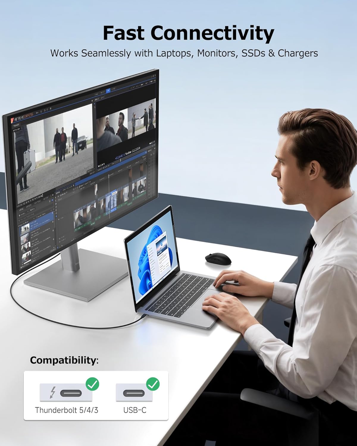 Cable Matters 40Gbps USB 4 Cable - 6.6ft, Supports Up to [8K@60Hz / 4K@240Hz Video, 240W Charging, 40Gbps Data Transfer] USB4 Cable, Black, Compatible with Thunderbolt 4, MacBook, XPS, Surface Pro - Image 6