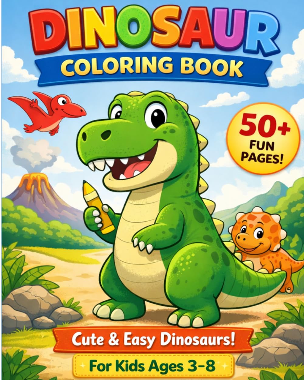 Dinosaur Coloring Book: Cute & Easy Dinosaurs