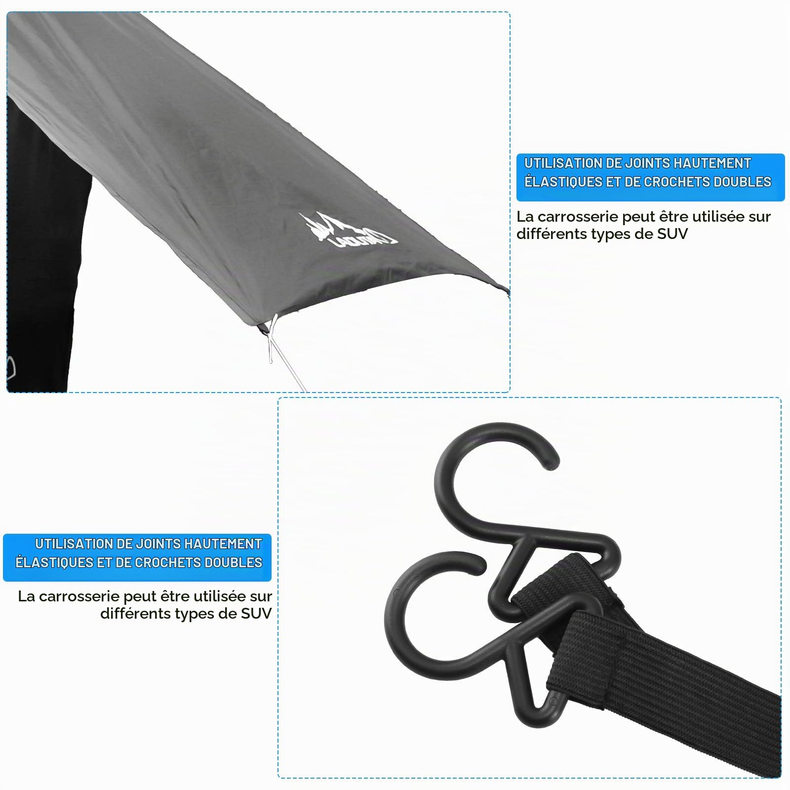 Pare-soleil pour hayon arrière avec gaze B3 protection solaire imperméable auvent pare-soleil de voiture pour différents modèles de SUV pour voiture de vacances camping