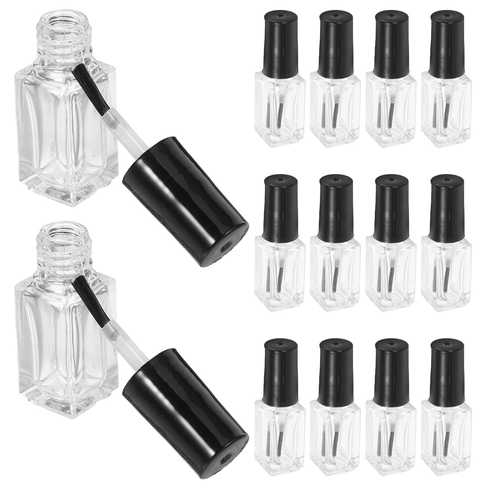 Botellas de vidrio para esmalte de 5 ml que evitan derrames, kit de 20 botes con pincel 8