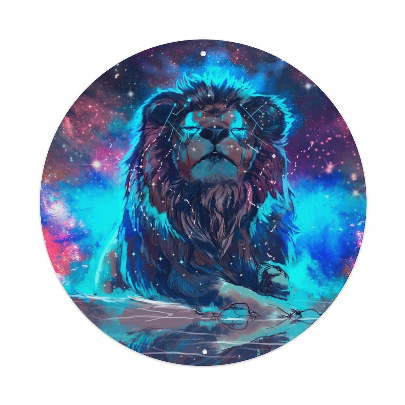 Animal Majestic Lion Vintage Metal Tin Sign Plaque Wall Decor for Cafe, Club, Garden Round Metal Poster 8x8Inch