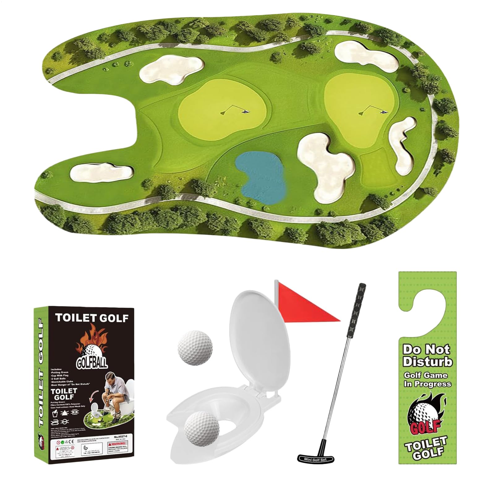 Kit de Jeu de Golf pour Toilettes 80 x 67 cm - Jouet d'entraînement pour Salle de Bain