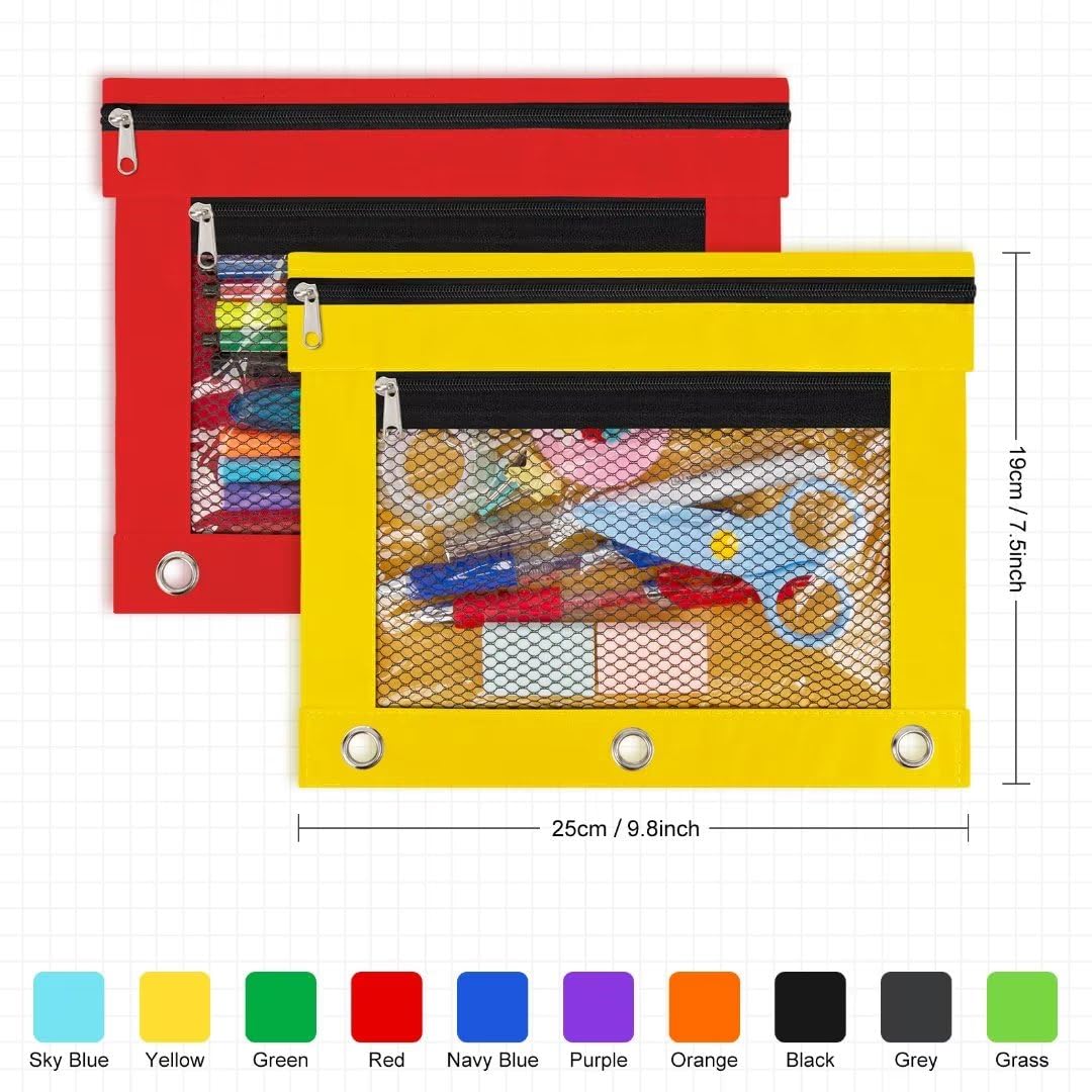 IKAYAS Astuccio colorato con cerniera a 3 anelli, 10 colori., 80 Pack, Custodia