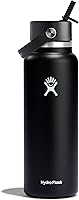 Vista 48 de Hydro Flask - Boca ancha, tapa con popote flexible, color negro (Black), 32 onzas