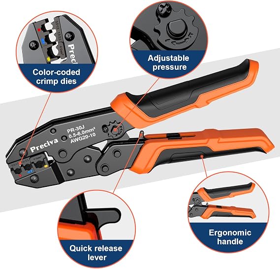 Crimping pliers for insulated cable lugs Preciva cable lug pliers crimping tool suitable for 05-6mm² crimping pliers press pliers