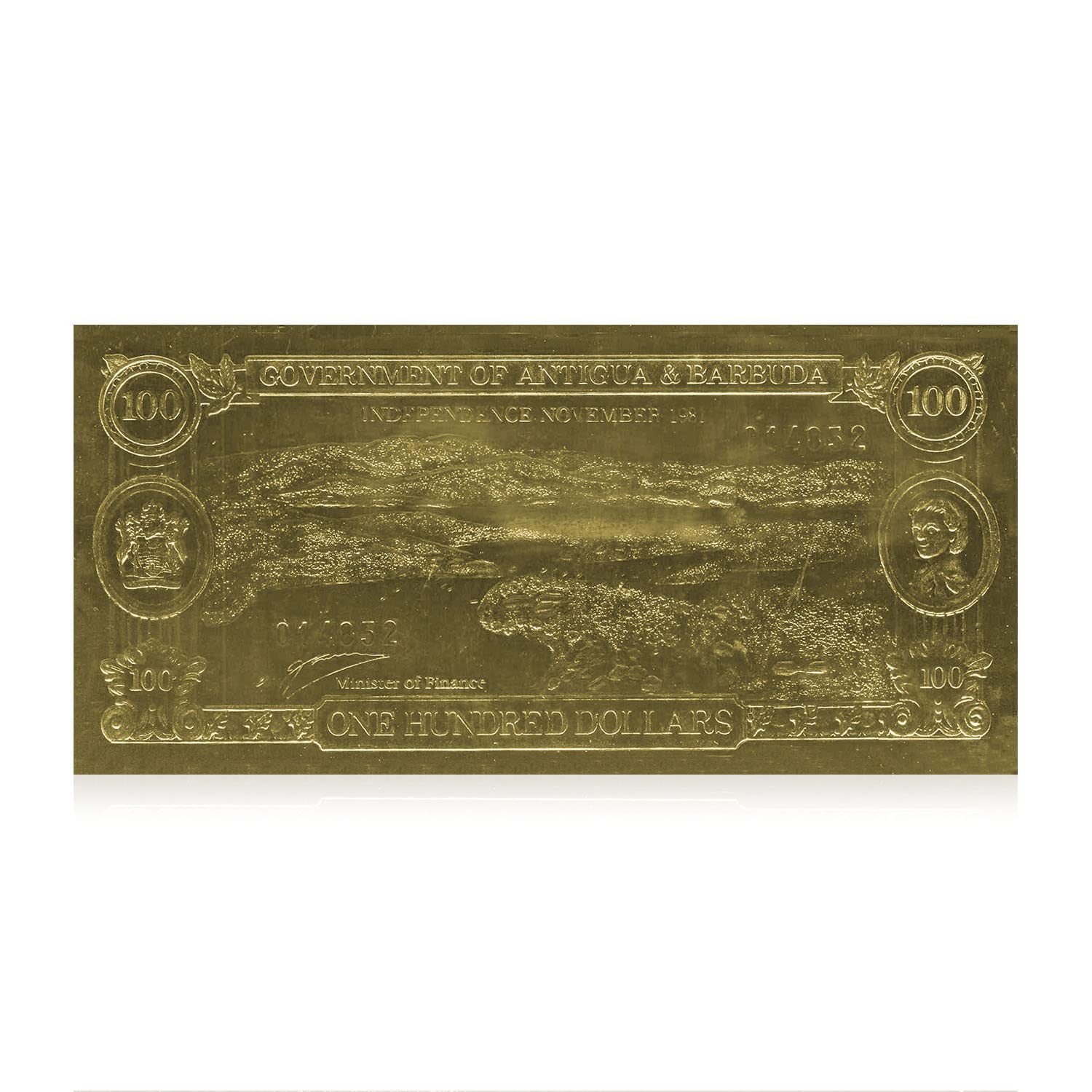 Antigua and Barbuda Gold and Silver Pirate Banknote $100 1988