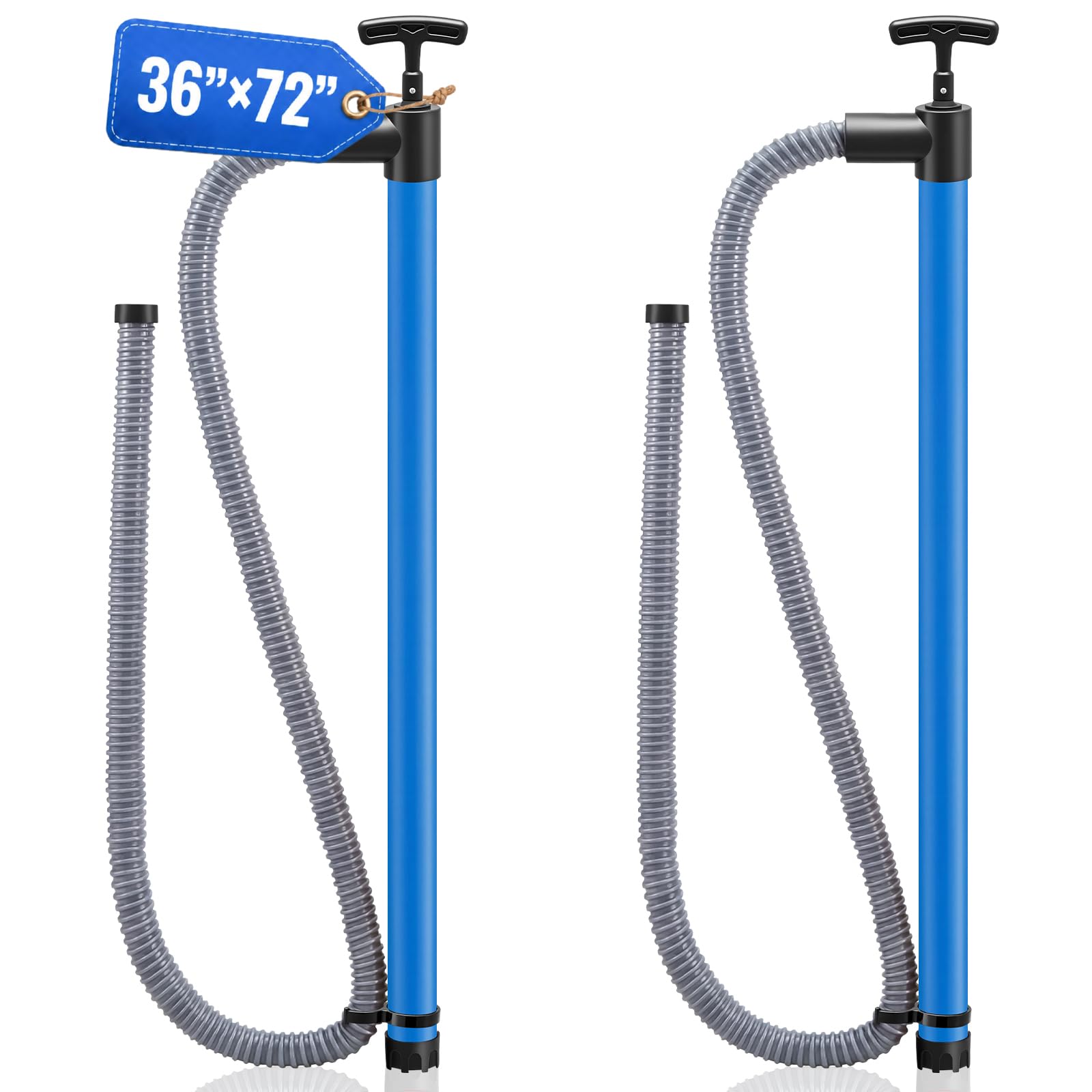 Datanly 2 Pcs Hand Bilge Pump Self Priming 36 Inch Manual Water Pump with Removable 72 Inch Hose on Small Boats, Kayaks, Canoes, Bilges or Any Place Water Collects, blue