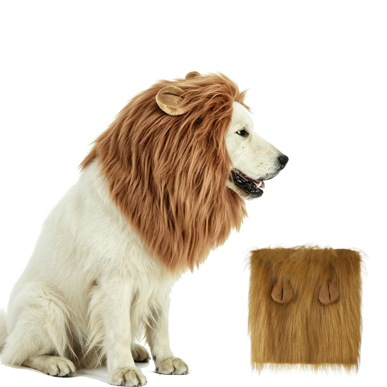 WTpin Lion's Mane Dog Costume with Ears(Light Brown)