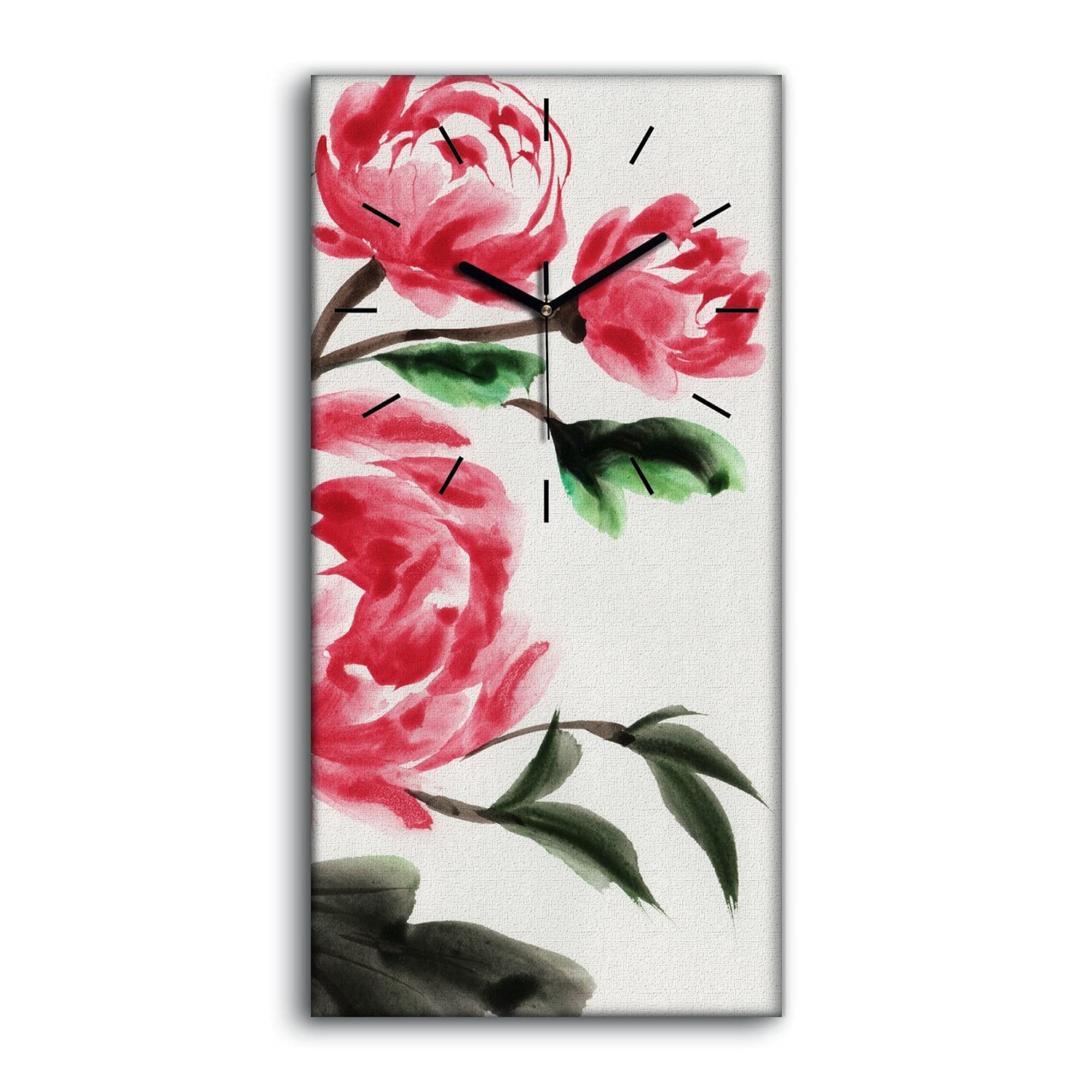 Horloge sans Bruit sur Toile Fleur Chinoise pour Chambre sans Tic-Tac