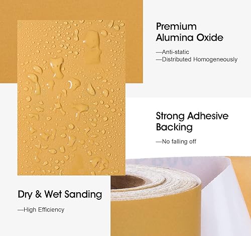Miniatura 3 de S SATC Papel de lija PSA de grano 800, rollo continuo de 20 yardas de largo, hojas de lijado autoadhesivas de 2-34 pulgadas de ancho para