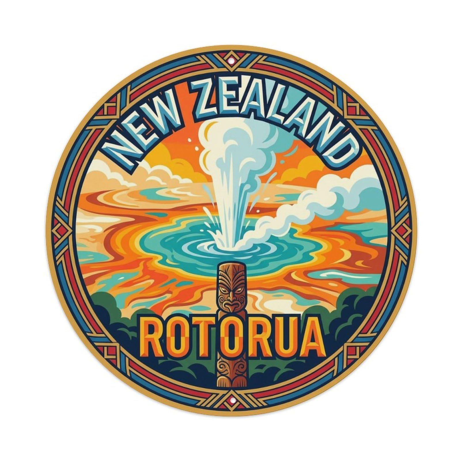 Vintage Travel New Zealand Discovery Vintage Metal Tin Sign Plaque Wall Decor for Cafe, Club Bar, Office, Garden Metal Poster 8x8Inch