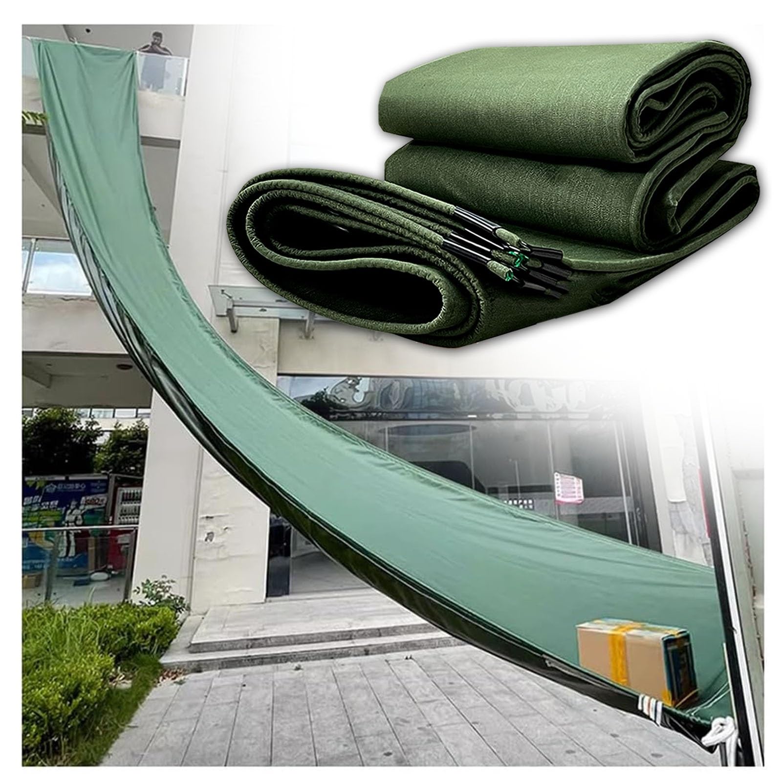 GTHTUHFD Canvas Chute,Durable Foldable Canvas Unloading Chute - Tear Resistant Slide Conveyor For Warehouse & Tall Buildings - Heavy-Duty, Portable Material Handling Solutio,Green-1.5x12m