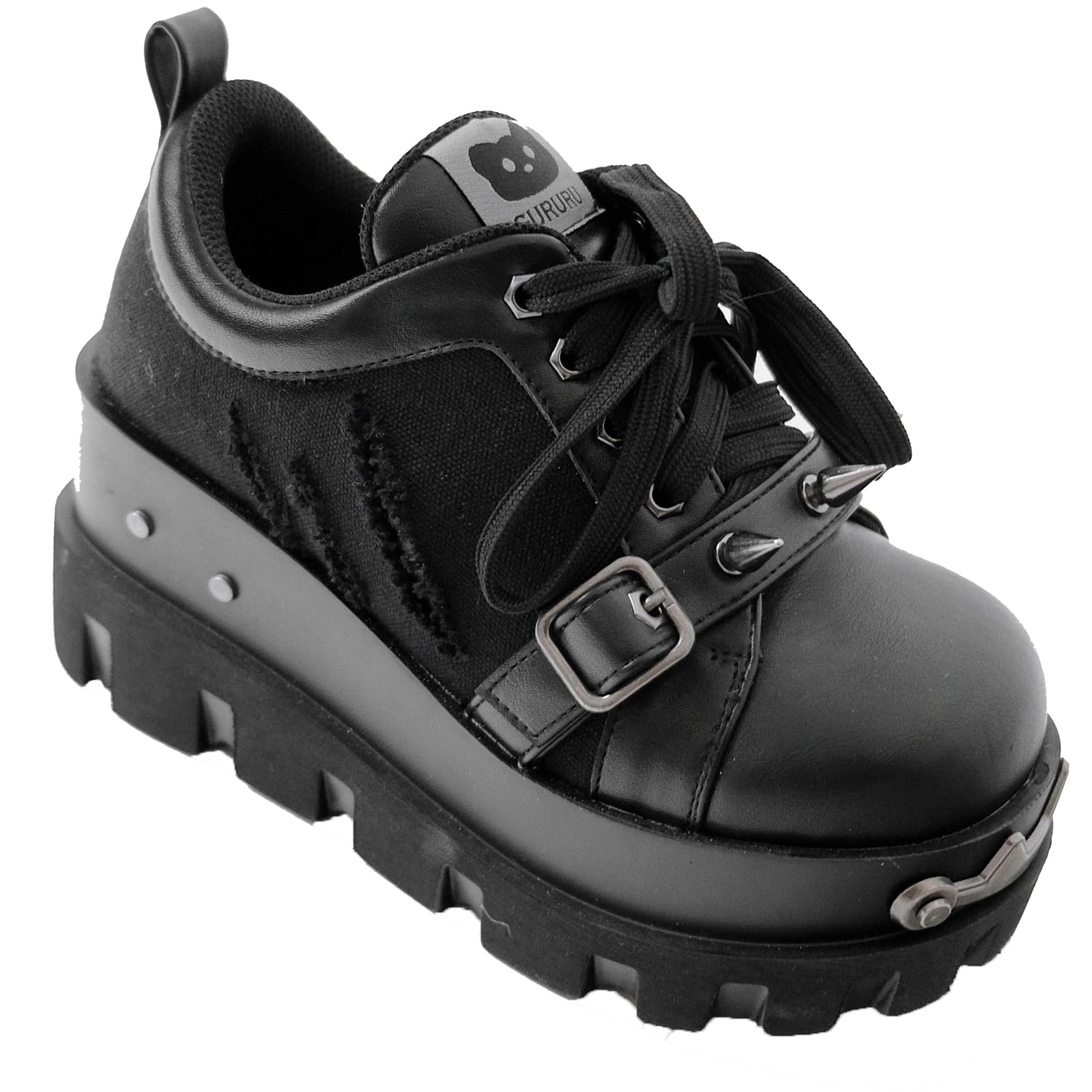 GURURU Original Y2K Goth Platform Boots - Punk Chunky Sole Shoes with Skull Decor, Retro Vintage Combat Boots for Women