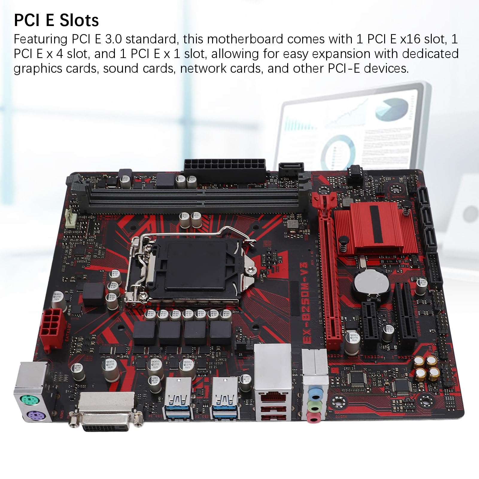 B250M V3 Desktop Płyta Główna, Płyta Główna Pulpitu Gier, Obsługa 2 Kanałowa DDR4 2400MHz PCI E 3.0, dla Procesora Procesora I7 I5 I3 14nm