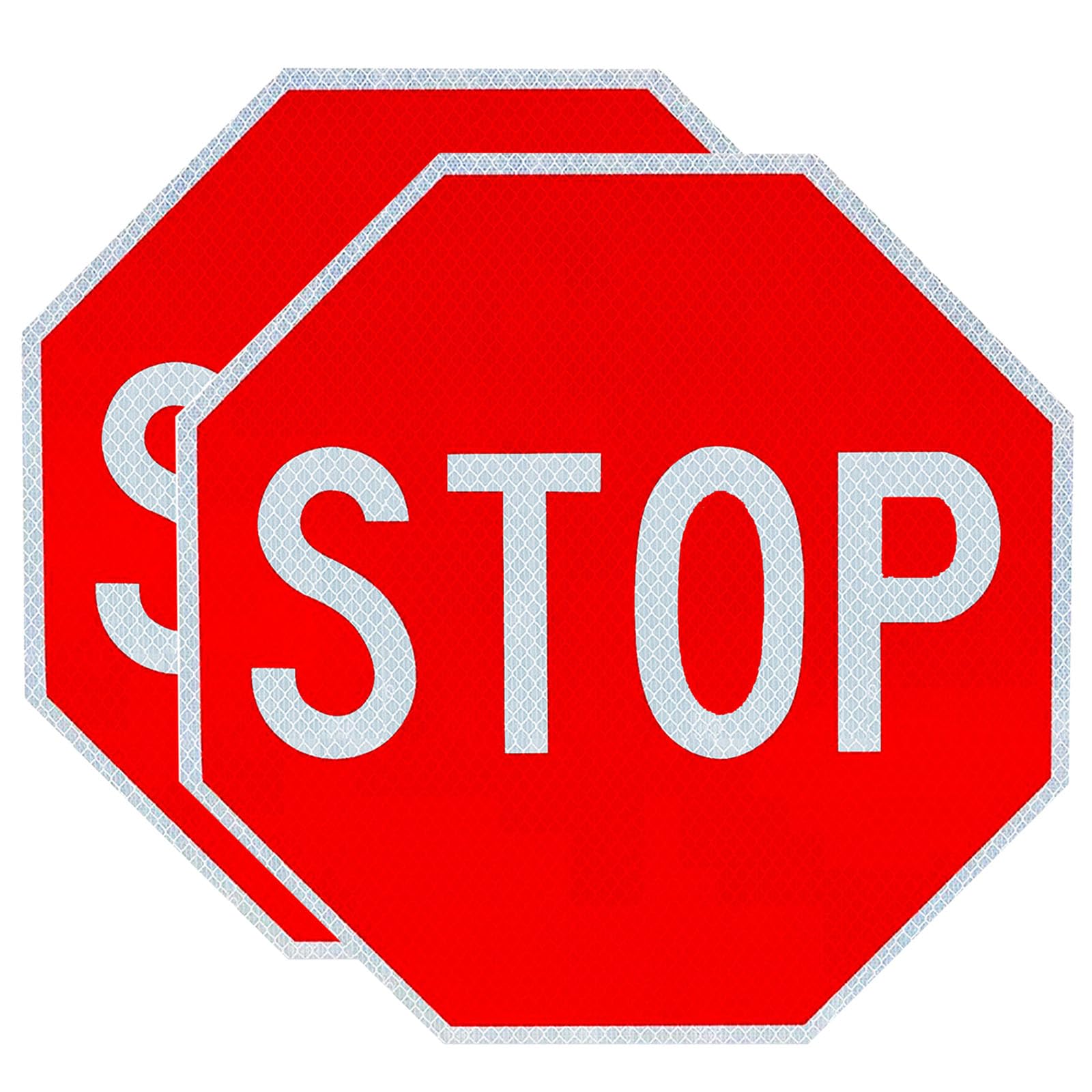 Señal cartel Stop, panel reflectante de aluminio octogonal de alta resistencia, señal de calle de aluminio de 0.1" con accesorios (2PCS, 60cm)