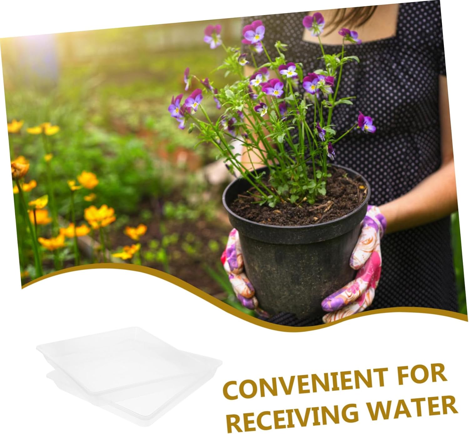 2pcs Large Flower Pot Saucer Square Planter Tray Plastic Drainage Tray for Plant Care