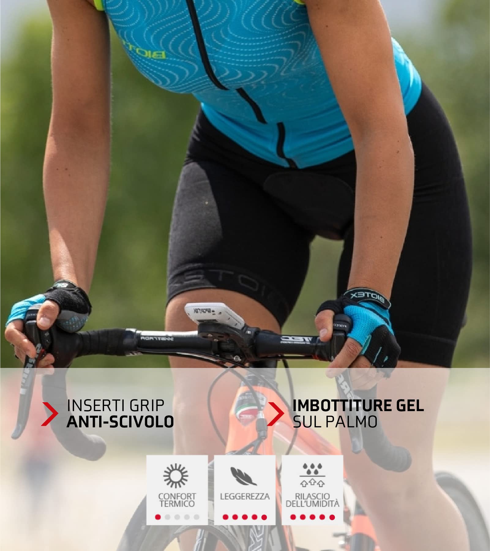 BIOTEX Guanti Freedom a Dita Corte per Bici, Intimo Tecnico Sportivo, ideale per Ciclismo su Strada o MTB
