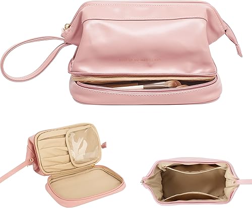 Nuevo bolso cosmético del viaje de la capacidad grande, bolso del organizador del maquillaje, diseño interior claro del bolsillo, C-rosa disponible en Yaxa Costa Rica