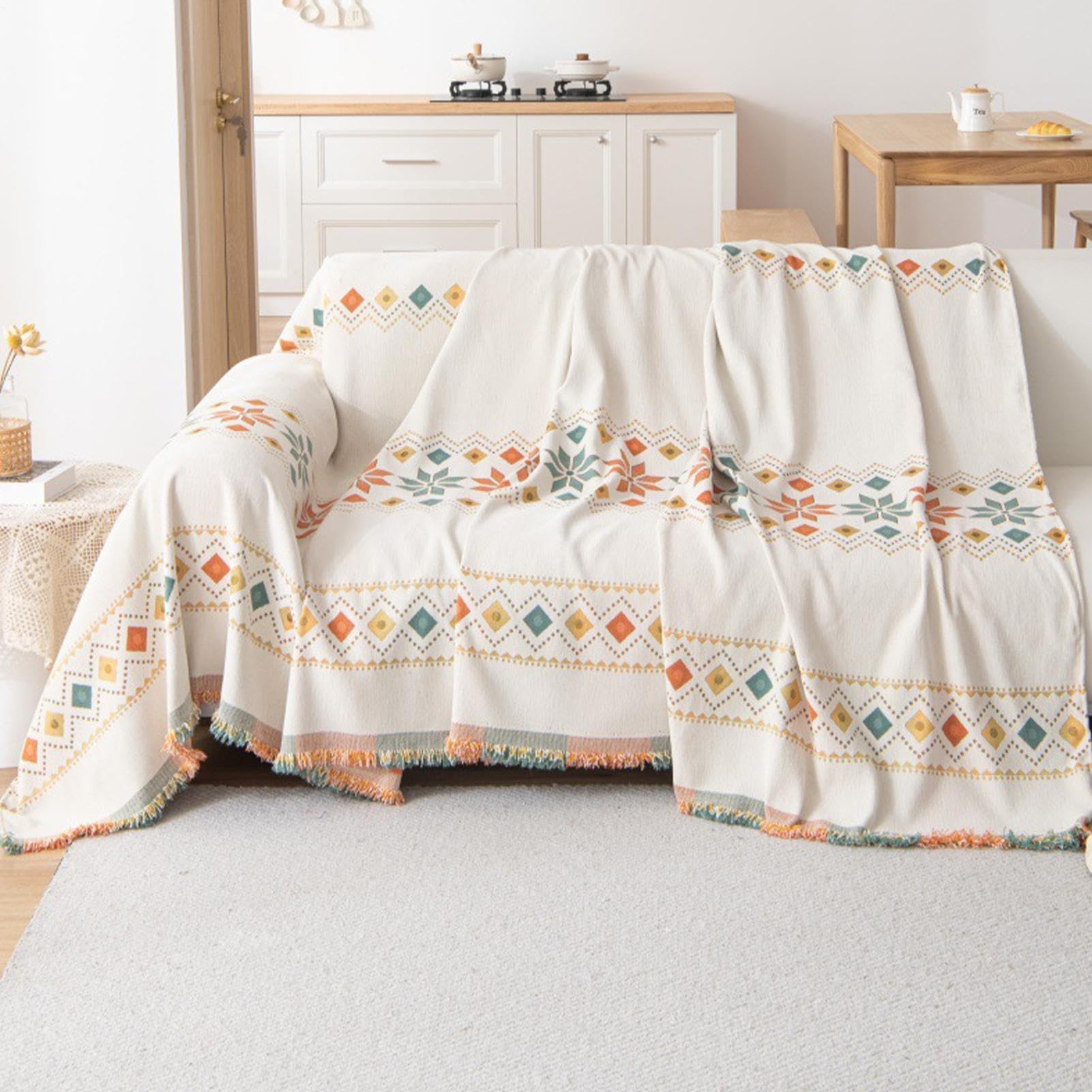Copridivano bohémien, 300 x 180 cm, reversibile, per affittuari, appartamenti, camere da letto, studio, ufficio, casa, hotel, studio, dormitorio, ristorante
