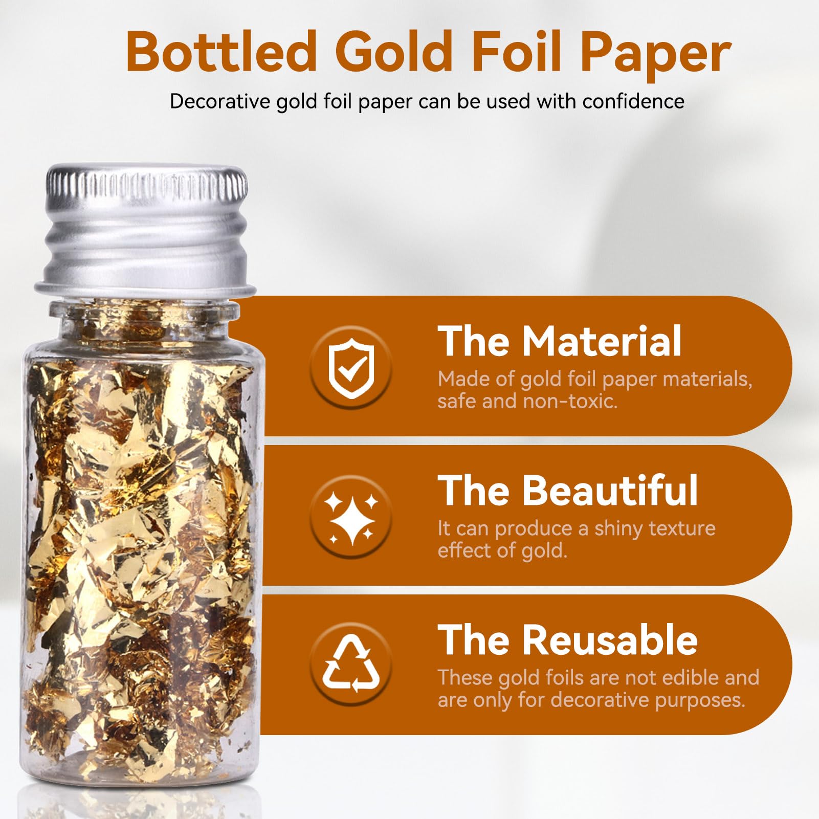 Gold Leaf, 2 butelki Gold Leaf Flakes Foil Cupcake Cake Toppers for Cakes Chocolates Decoration