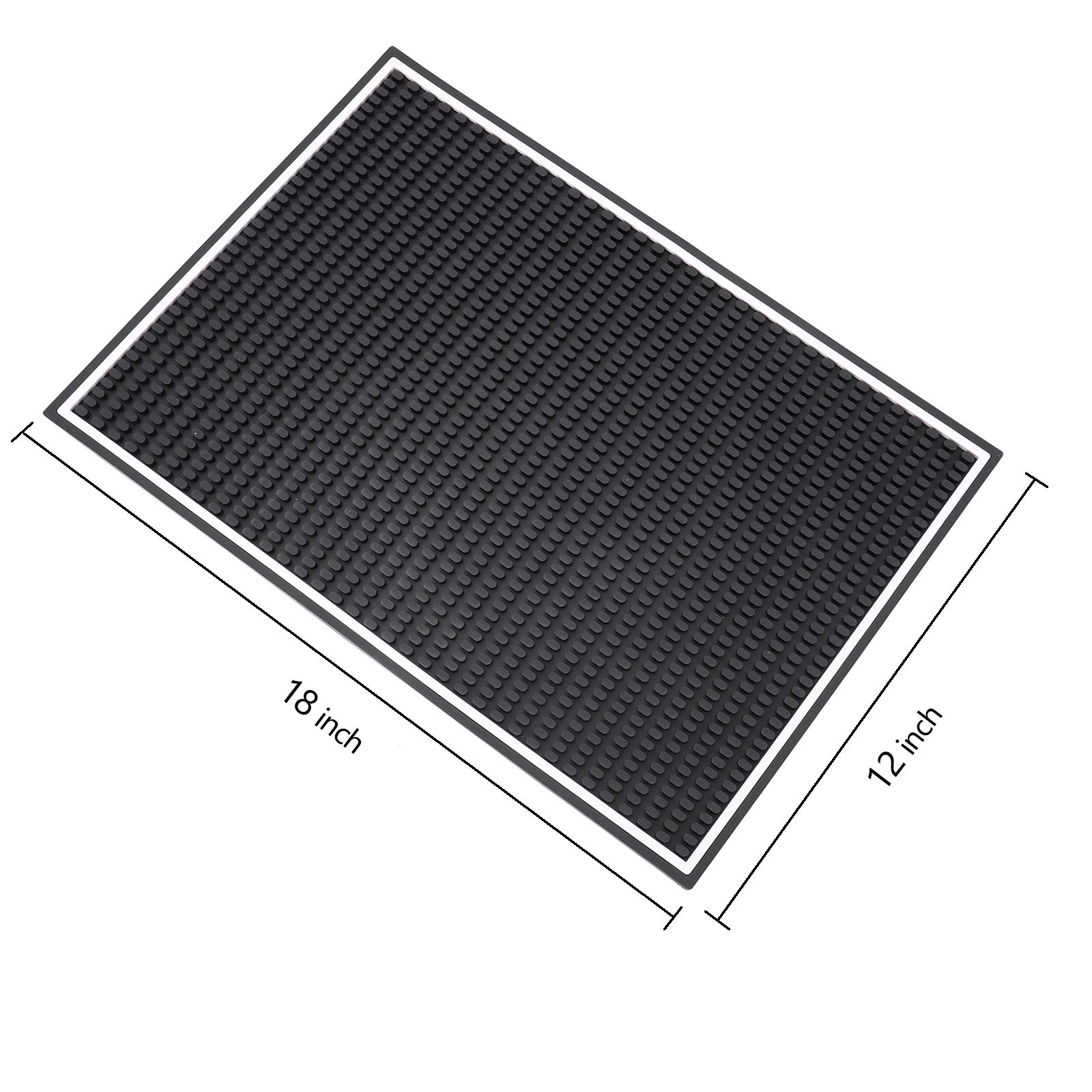 Jucoan - Set di 2 tappetini da bar, 45,7 x 30,5 cm, in gomma spessa, antiscivolo, non tossici, per bancone da cucina, colore: Nero