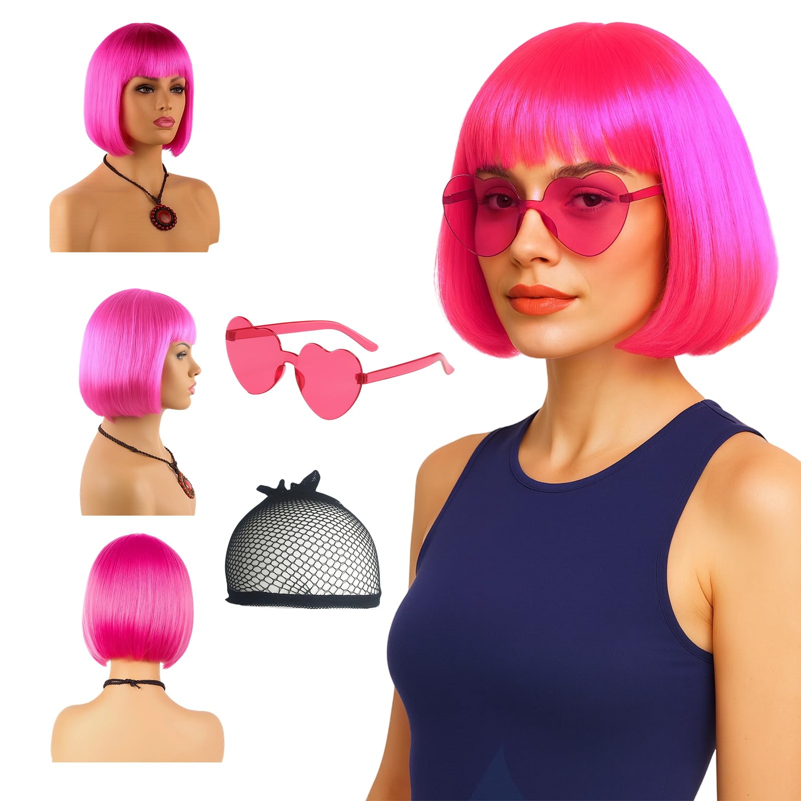 3Pcs Set Party Wigs and Sunglass Set, Party Wigs