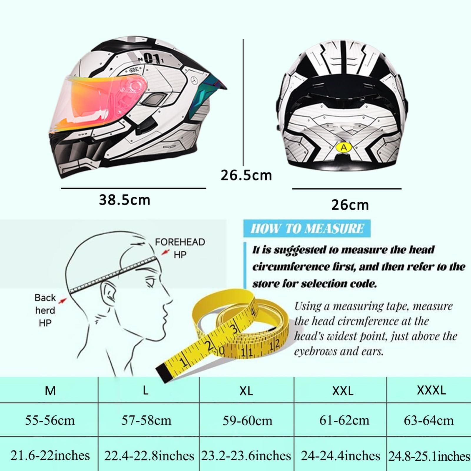 Modularer Motorradhelm, Klapphelm Mit Doppelvisier, DOT/ECE-Geprüft, Integralhelm Für Erwachsene (Männer Und Frauen)