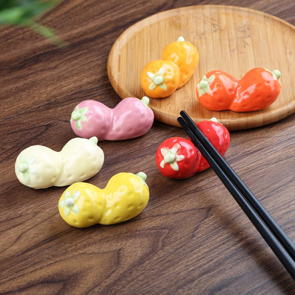 Amazon.com: qbodp 6 Pcs Strawberry Shape Chopstick Rests Ceramic