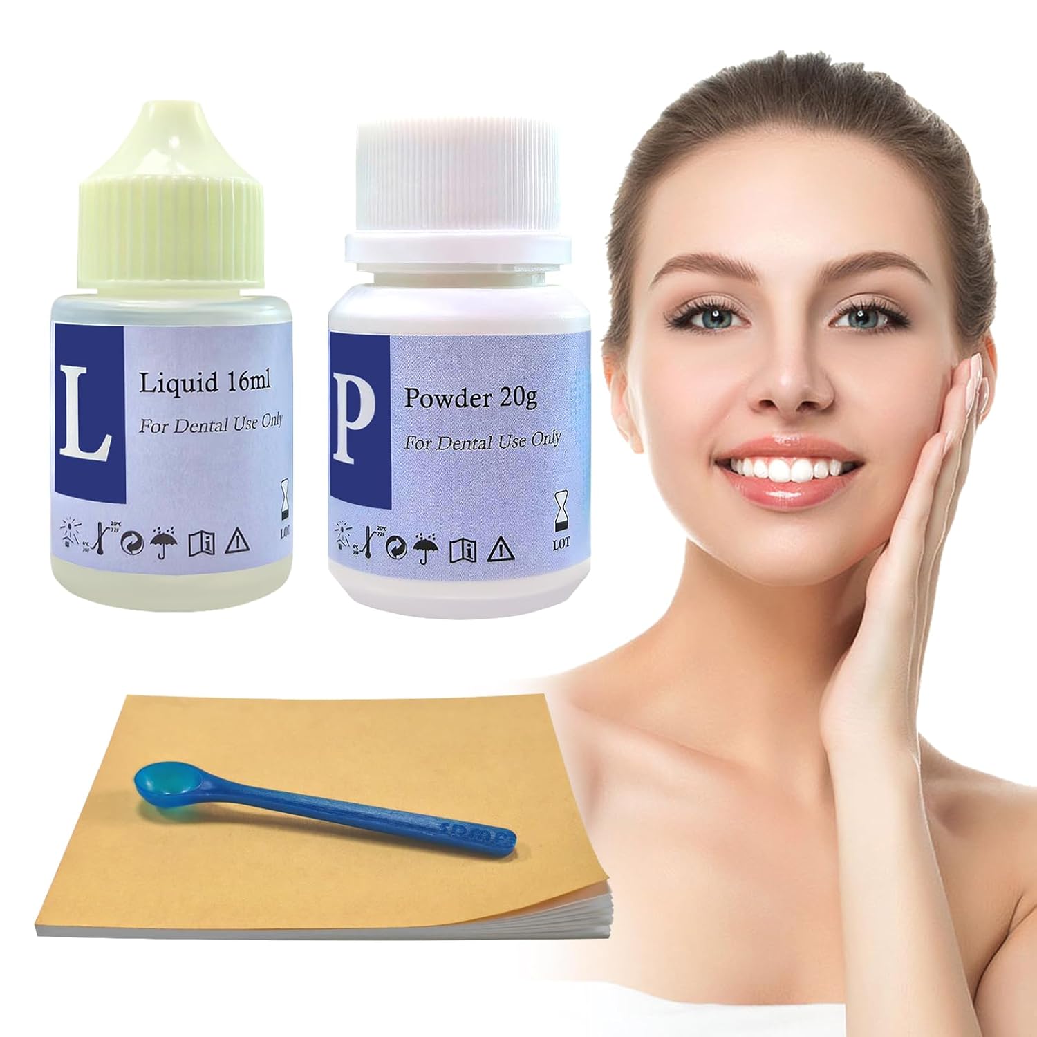 Zinc Oxide Eugenol Cement Dental Care Kit, Super Adhesive,Temporary Teeth Replacement, Dental Care Repair for Broken Chipped Teeth, Crown Fillings & Bridges, DIY, Self Curing, Sturdy
