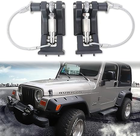 Amazon Sukemichi Tj ボンネットラッチ ジープラングラー用 ロック式フードラッチ 1997 06 ジープラングラーアップグレード用 フードフラッターの跳ね返りを解消 1組 外装 エアロパーツ 車 バイク