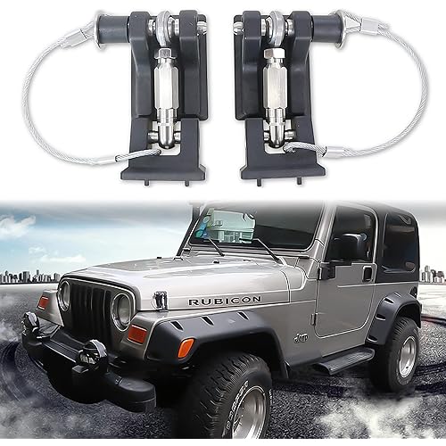 TJ Hood Latches for Jeep Wrangler, Locking Hood Latch for 1997-2006 Jeep Wrangler TJ Accessories, Upgrade, Eliminate Hood Flutter Bounce,1Pair
