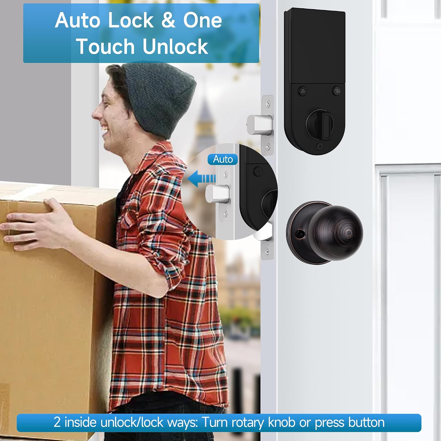 Image showing the auto-lock feature and internal lock/unlock options