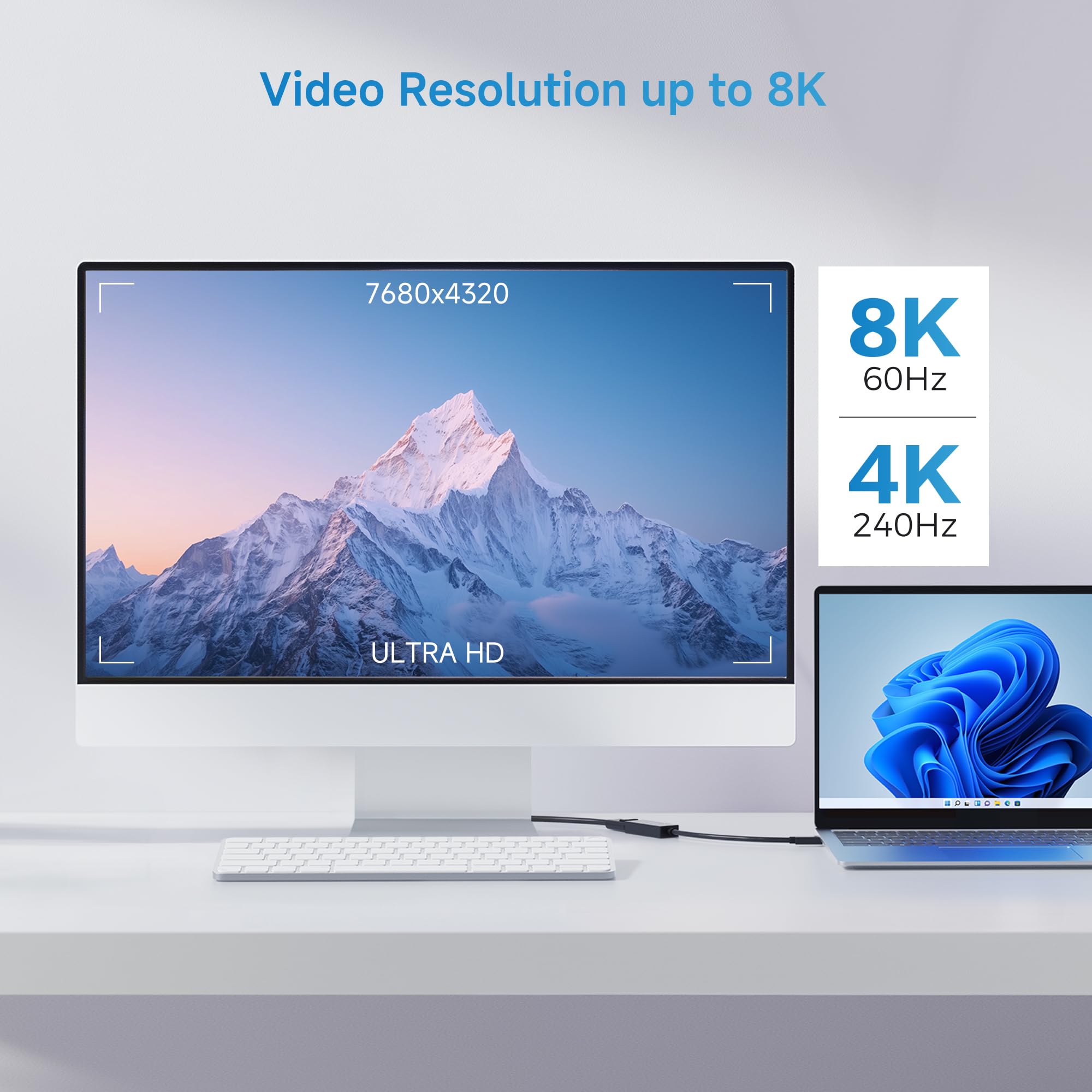 Cable Matters [Progettato per Microsoft Surface] Adattatore da USB C a DisplayPort 1.4, supporta 4K a 240 Hz, 8K a 60 Hz, HDR, compatibile con Surface Pro, Surface Laptop, Surface Book con USB-C o