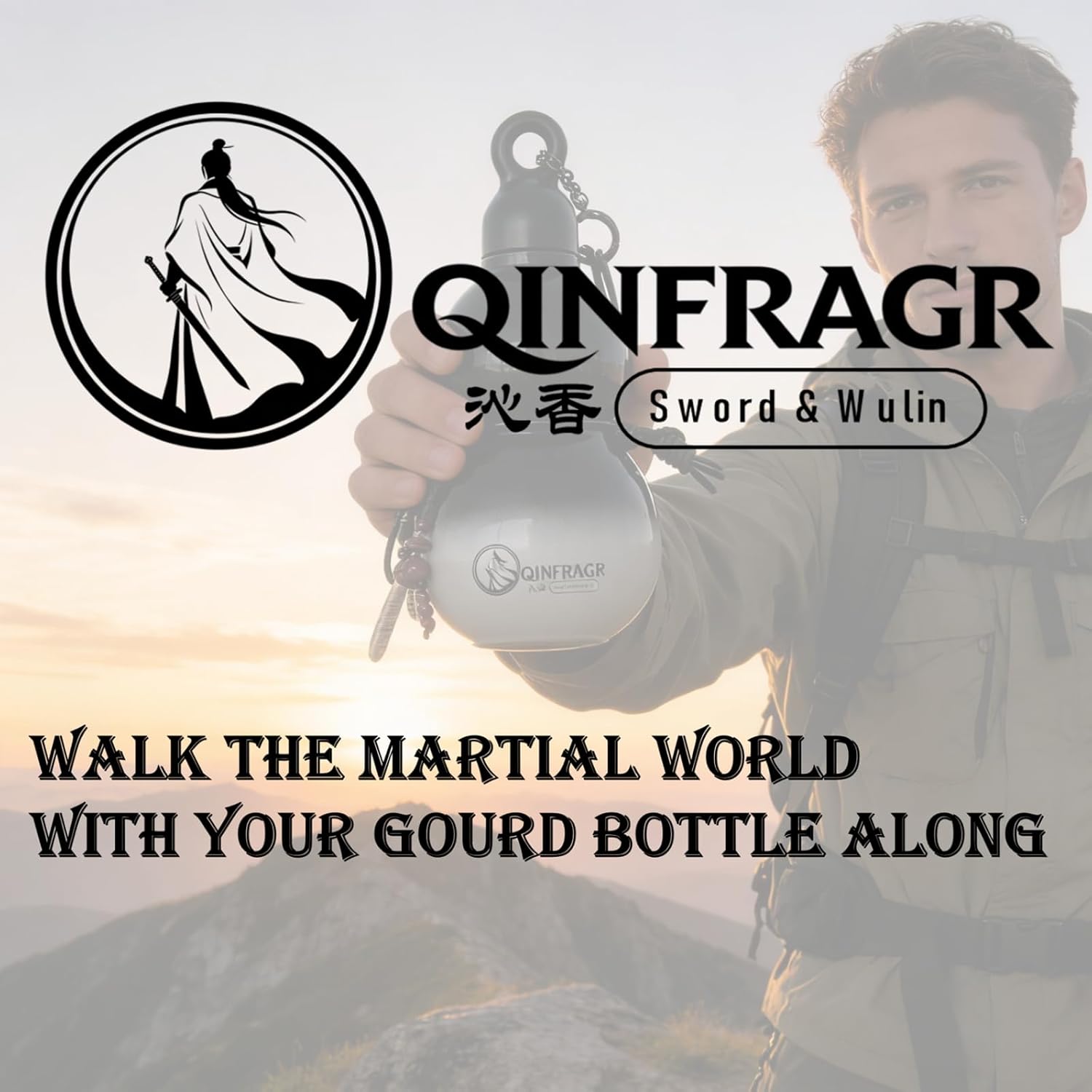 Sword & Wulin Gourd Insulated Water Bottle, 19.6oz 316 Stainless Steel Flask, Dual Sip (Direct Drink & Pop-Up Straw), 18H Hot/20H Cold, Leak-Proof with Straps for Hiking, Cycling & Gifting